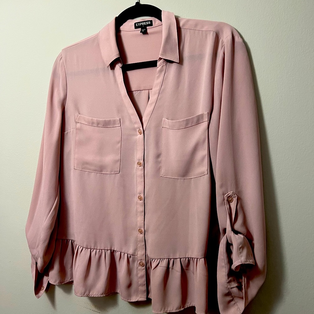 Express light pink collared blouse